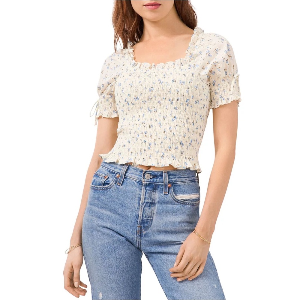 1. STATE Smocked Eyelet crop top